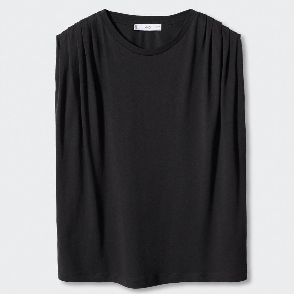 Mango Modal T-Shirt with Ruffled Shoulders